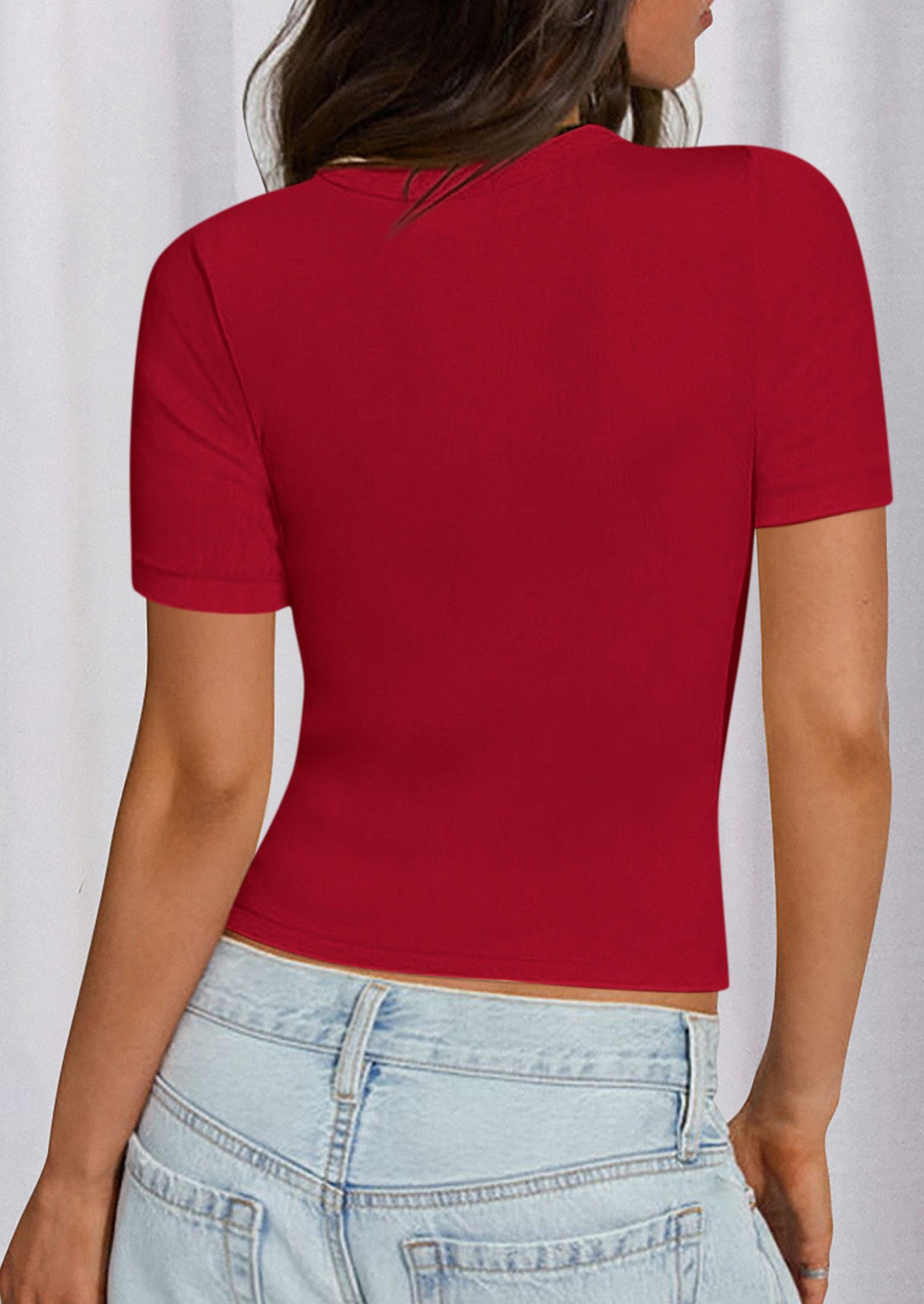 PRETTYGARDEN Women Summer Crew Neck Short Sleeve Tops Ribbed Knit Slim Fit Fashion Basic Tee Shirts Casual Going Out Top PRETTYGARDEN