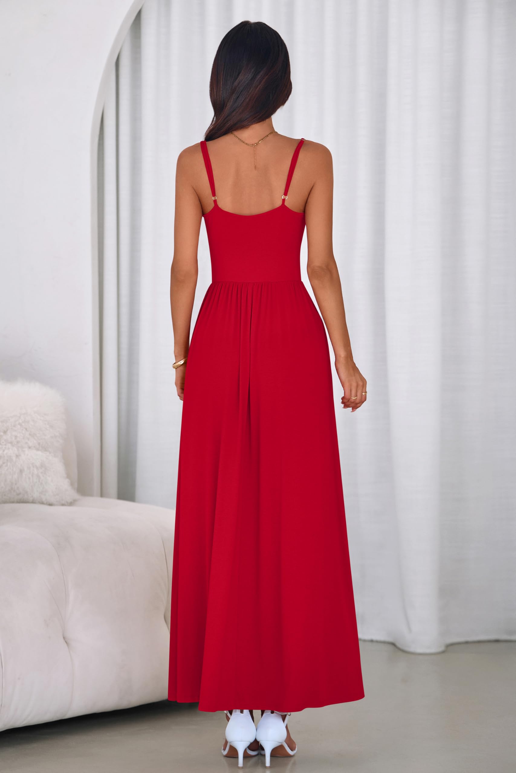 PRETTYGARDEN Womens Spaghetti Strap Maxi Dresses Sleeveless Summer Dress Long Casual Knit Flowy Beach Sundresses with Pockets PRETTYGARDEN