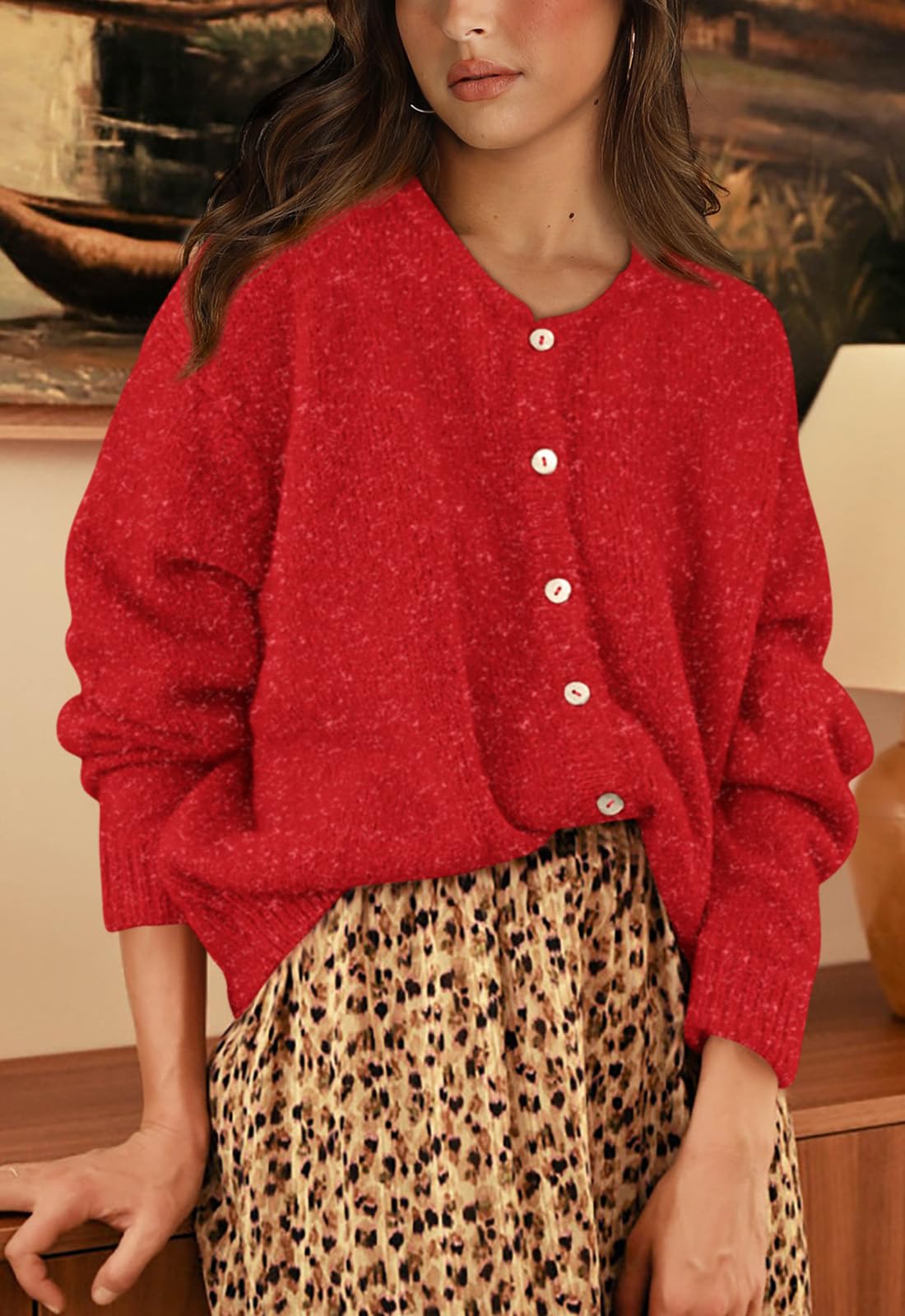 PRETTYGARDEN Long Sleeve Crewneck Button Down Womens Sweaters Fall Open Front Chunky Cardigan Sweaters for Women PRETTYGARDEN