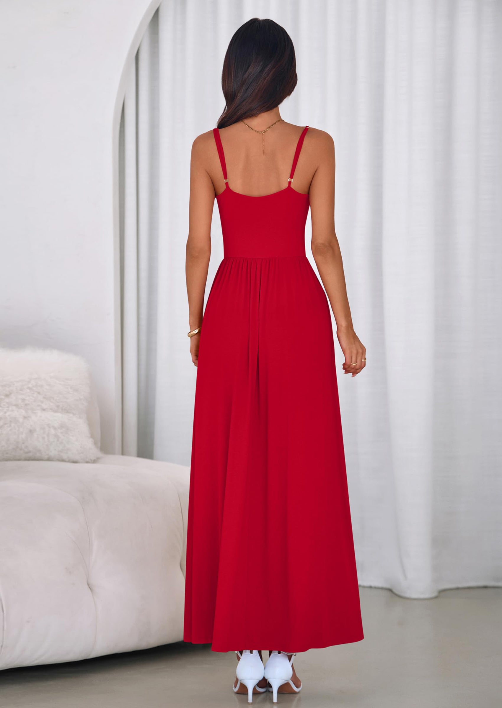 PRETTYGARDEN Womens Spaghetti Strap Maxi Dresses Sleeveless Summer Dre
