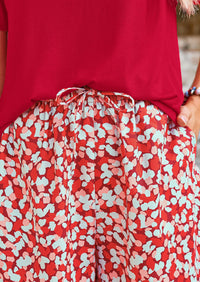 PRETTYGARDEN Women's Summer 2 Piece Outfits Lounge Sets Short Sleeve Tee Shirts Tops Blouses Pockets Printed Shorts Tracksuit