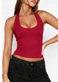 PRETTYGARDEN Women's Summer Halter Tank Tops Y2K Sleeveless Slim Fitted Backless Shirts Going Out Spring Workout Clothes PRETTYGARDEN