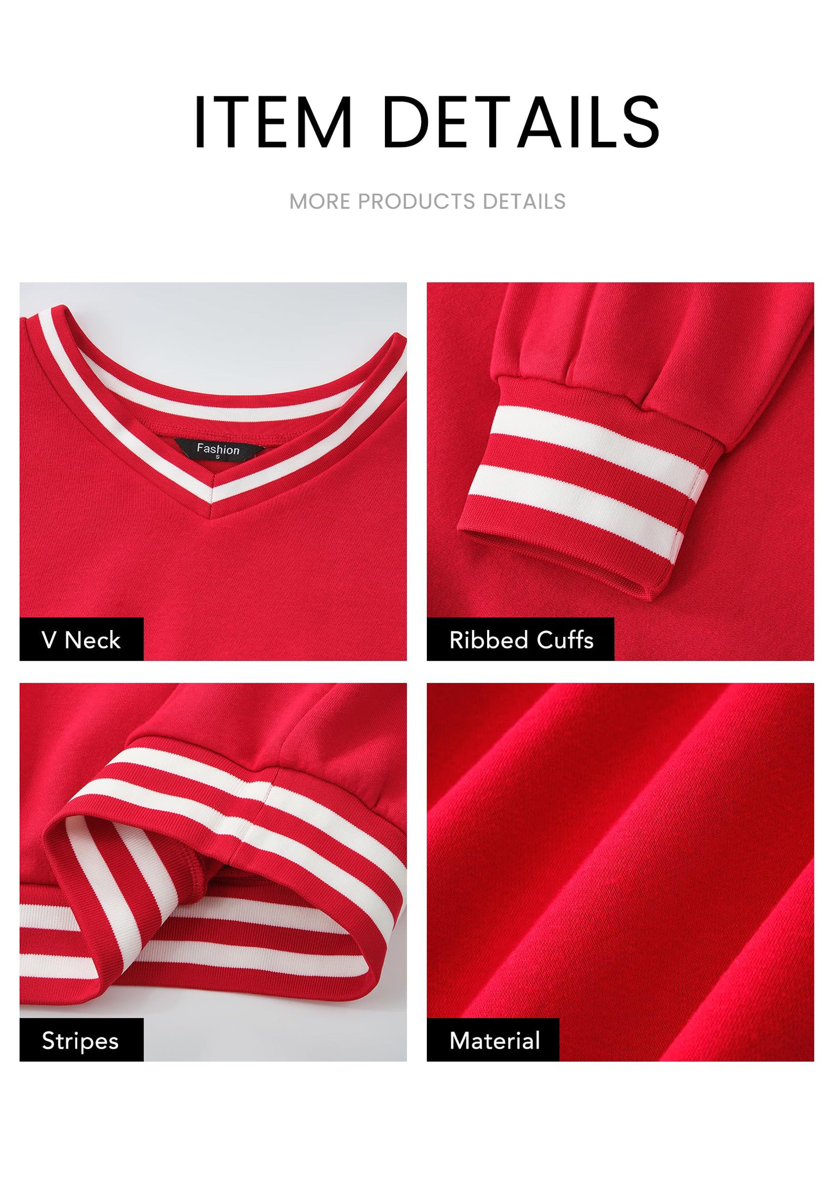 PRETTYGARDEN Women's Oversized Sweatshirts Casual Long Sleeve Stripes Knit V Neck Pullover Top Fall Teens Preppy Clothes