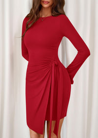 PRETTYGARDEN Women Mini Bodycon Dresses Long Sleeve Ruched Fitted Short Night Out Trendy Party Club Outfits Fall Clothes