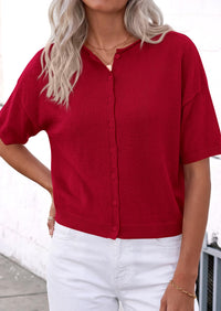 PRETTYGARDEN Women Spring Short Sleeve Cardigan Sweaters Button Down Knit Shirt Blouse Dressy Casual Tops Summer Outfits PRETTYGARDEN