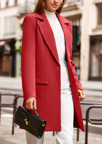 PRETTYGARDEN Women's Spring Fall Long Blazer Jackets Long Sleeve Lapel Pockets Loose Fit Work Casual Blazers Outerwear