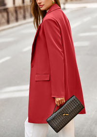 PRETTYGARDEN Women's Spring Fall Long Blazer Jackets Long Sleeve Lapel Pockets Loose Fit Work Casual Blazers Outerwear