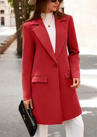 PRETTYGARDEN Women's Spring Fall Long Blazer Jackets Long Sleeve Lapel Pockets Loose Fit Work Casual Blazers Outerwear