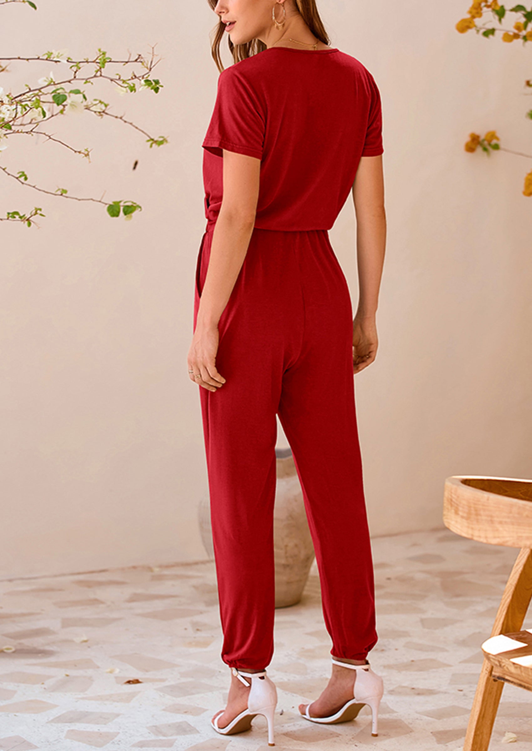 PRETTYGARDEN Jumpsuits for Women Dressy Summer Casual Short Sleeve Romper Spring Airport Beach Vacation Travel Outfits