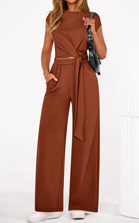 PRETTYGARDEN 2 Piece Matching Lounge Sets For Women Summer Short Sleeve Tie Front Crop Tops Casual Wide Leg Pants Tracksuit PRETTYGARDEN