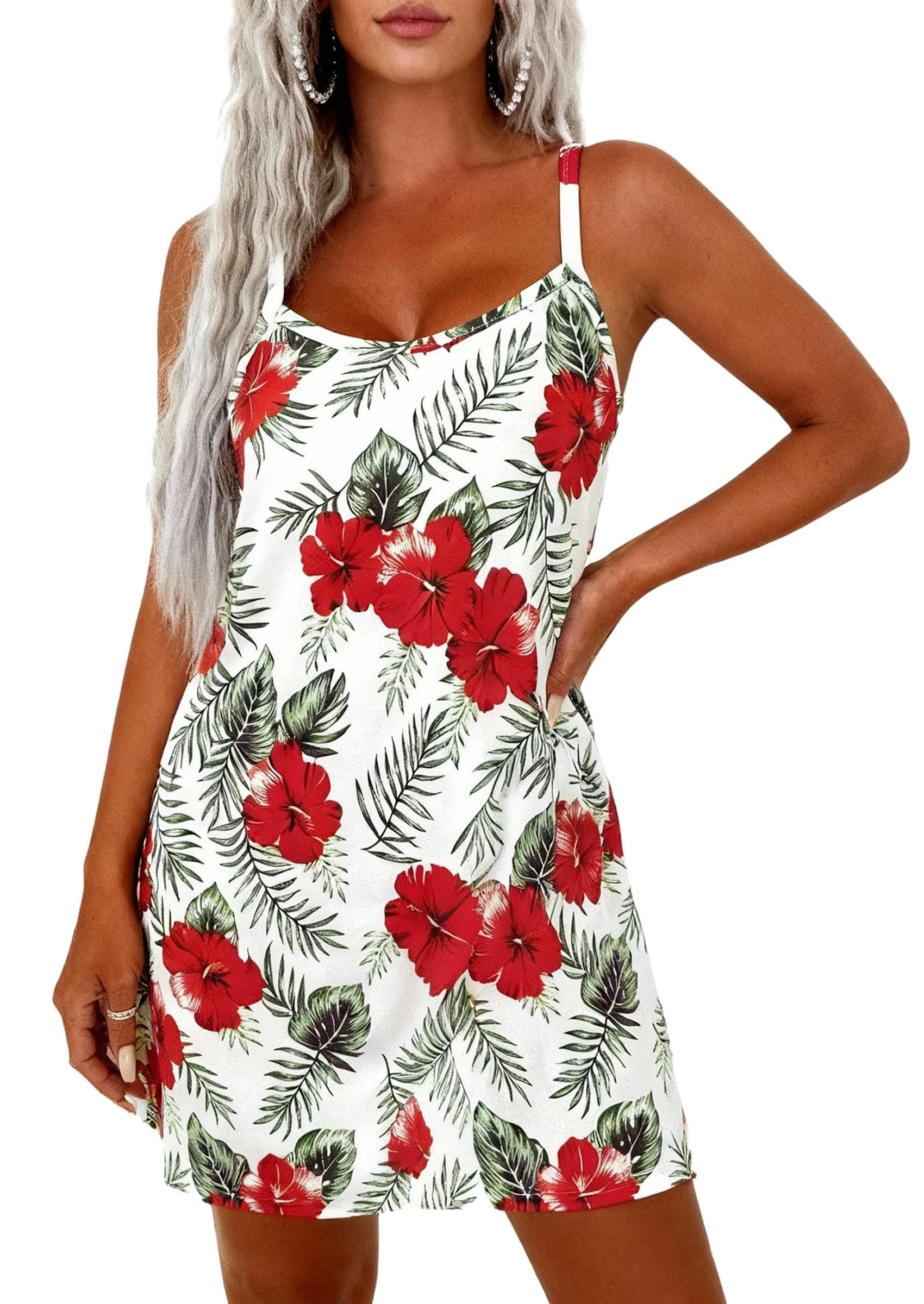 PRETTYGARDEN Women's Summer Dresses Casual Print Spaghetti Strap Sleeveless Sundress Beach Vacation Cover Ups PRETTYGARDEN