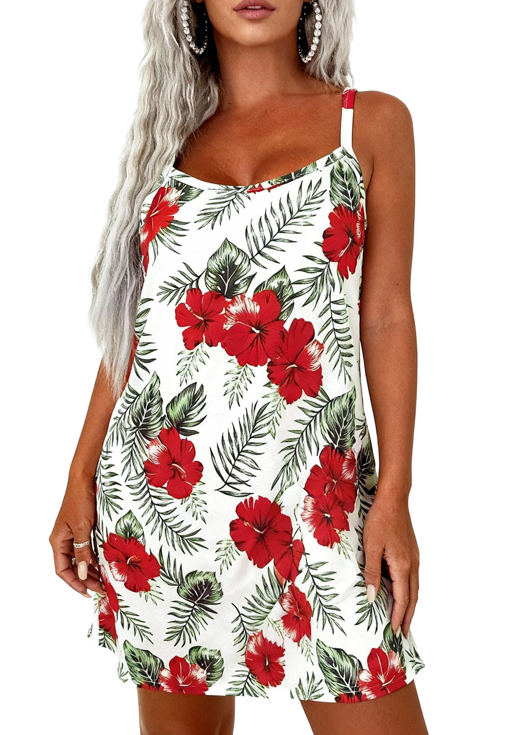 PRETTYGARDEN Women's Summer Dresses Casual Print Spaghetti Strap Sleeveless Sundress Beach Vacation Cover Ups PRETTYGARDEN