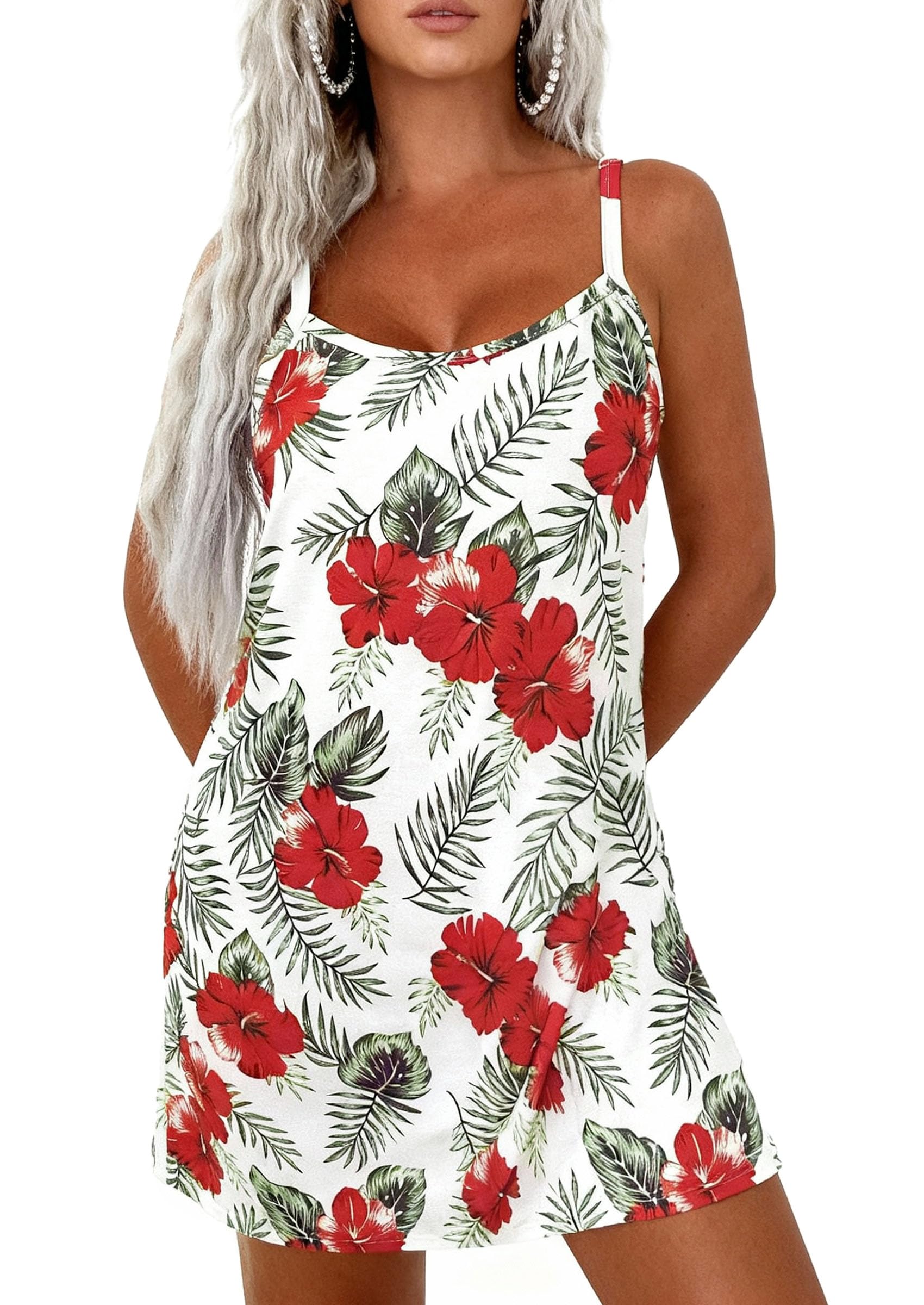 PRETTYGARDEN Women's Summer Dresses Casual Print Spaghetti Strap Sleeveless Sundress Beach Vacation Cover Ups PRETTYGARDEN