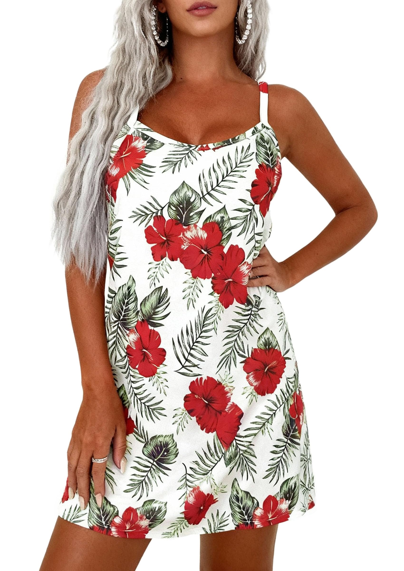 PRETTYGARDEN Women's Summer Dresses Casual Print Spaghetti Strap Sleeveless Sundress Beach Vacation Cover Ups PRETTYGARDEN