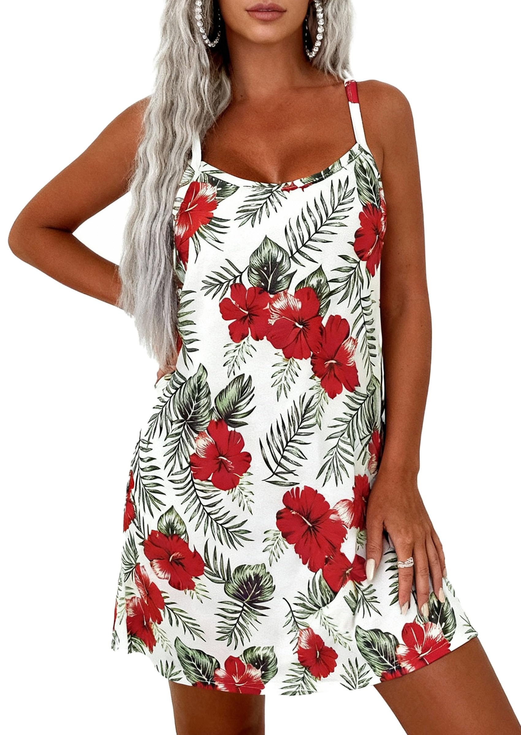 PRETTYGARDEN Women's Summer Dresses Casual Print Spaghetti Strap Sleeveless Sundress Beach Vacation Cover Ups PRETTYGARDEN