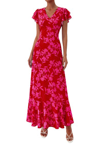 PRETTYGARDEN Wedding Guest Dresses for Women 2026 Spring Summer Short Sleeve Ruffle V Neck Floral Flowy Beach Maxi Long Dress PRETTYGARDEN