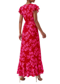 PRETTYGARDEN Wedding Guest Dresses for Women 2026 Spring Summer Short Sleeve Ruffle V Neck Floral Flowy Beach Maxi Long Dress PRETTYGARDEN