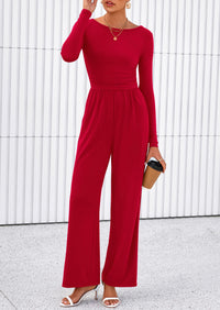 PRETTYGARDEN One Piece Jumpsuits for Women Dressy Casual Long Sleeve Crewneck Wide Leg Romper Overalls Spring Outfits