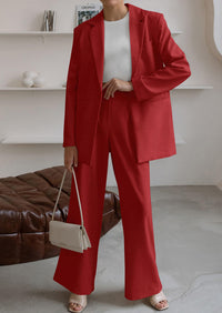 PRETTYGARDEN Women's Fall Two Piece Outfits Dressy Blazer Jacket and Wide Leg Pants Pockets Business Casual Office Suit Sets