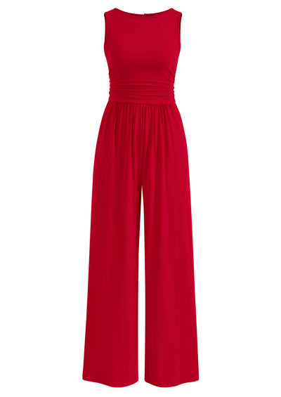 PRETTYGARDEN One Piece Jumpsuits for Women Dressy Casual Sleeveless Crewneck Wide Leg Rompers Jumpers Vacation Summer Outfits