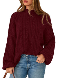 PRETTYGARDEN Womens Sweater 2026 Long Sleeve Crewneck Cable Knit Oversized Sweaters Pullover Exposed Seam Spring Outfits
