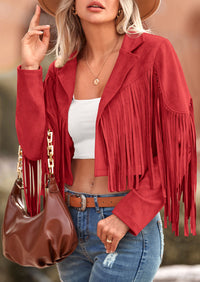 PRETTYGARDEN Women's Fringe Faux Suede Leather Jackets Fashion Tassel Motorcycle Cropped Coats