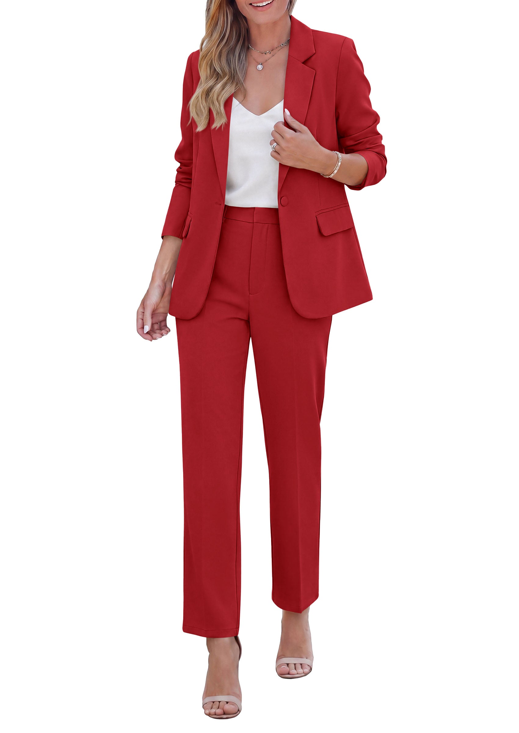 PRETTYGARDEN Two Piece Sets for Women Dressy Pant Suits | Lapel Blazer,Straight Leg Dress Pants,Professional Interview Suit Set,Business Casual Outfits,Office Work Clothes,Fall Winter