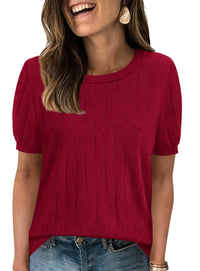 PRETTYGARDEN Women's 2026 Spring Short Sleeve Sweater Knit Going Out Tops Work Shirts Trendy Summer Business Casual Outfits
