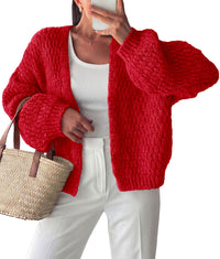 PRETTYGARDEN Women's Fall Cardigan Open Front Chunky Sweaters | Cozy Stretchy Knitwear, Long Sleeve Drop Shoulder, Loose Fit Crochet Jacket, Trendy Holiday Outfits, Warm Winter Clothing