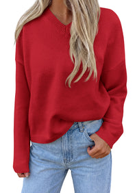 PRETTYGARDEN Women's Fall Fashion V Neck Cozy Sweaters | Soft Stretchy Warm, Chunky Knit Pullover, Loose Fit Long Sleeve Tops, Dressy Casual Blouses,Trendy Holiday Winter Outfits