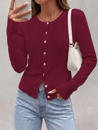 PRETTYGARDEN Fall Fitted Cardigan Sweaters for Women Button Down  | Basic Crewneck Long Sleeve Sweater Tops, Ribbed Trim, Slim Fit, Open Front, Daily Wear, Work, Date, Travel, Fashion Clothing