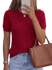 PRETTYGARDEN Women's 2026 Spring Short Sleeve Sweater Knit Going Out Tops Work Shirts Trendy Summer Business Casual Outfits