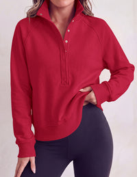 PRETTYGARDEN Women's Fall Trendy Oversized Sweatshirts | Comfy Ribbed Fabric, Raglan Long Sleeve Collared; Button Up Henley Pullover Blouse, Casual Workout Tops, Y2K Fashion Clothing