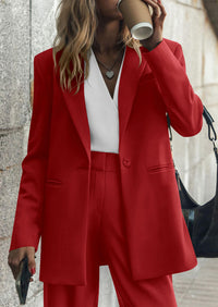 PRETTYGARDEN Women's Fall Two Piece Outfits Dressy Blazer Jacket and Wide Leg Pants Pockets Business Casual Office Suit Sets