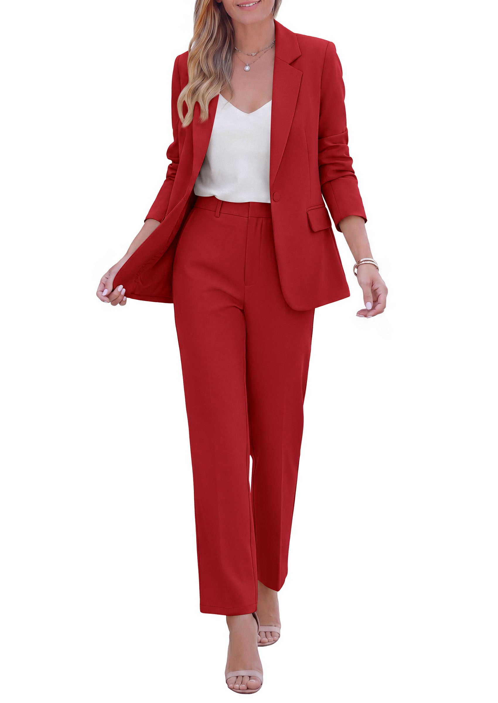 PRETTYGARDEN Two Piece Sets for Women Dressy Pant Suits | Lapel Blazer,Straight Leg Dress Pants,Professional Interview Suit Set,Business Casual Outfits,Office Work Clothes,Fall Winter