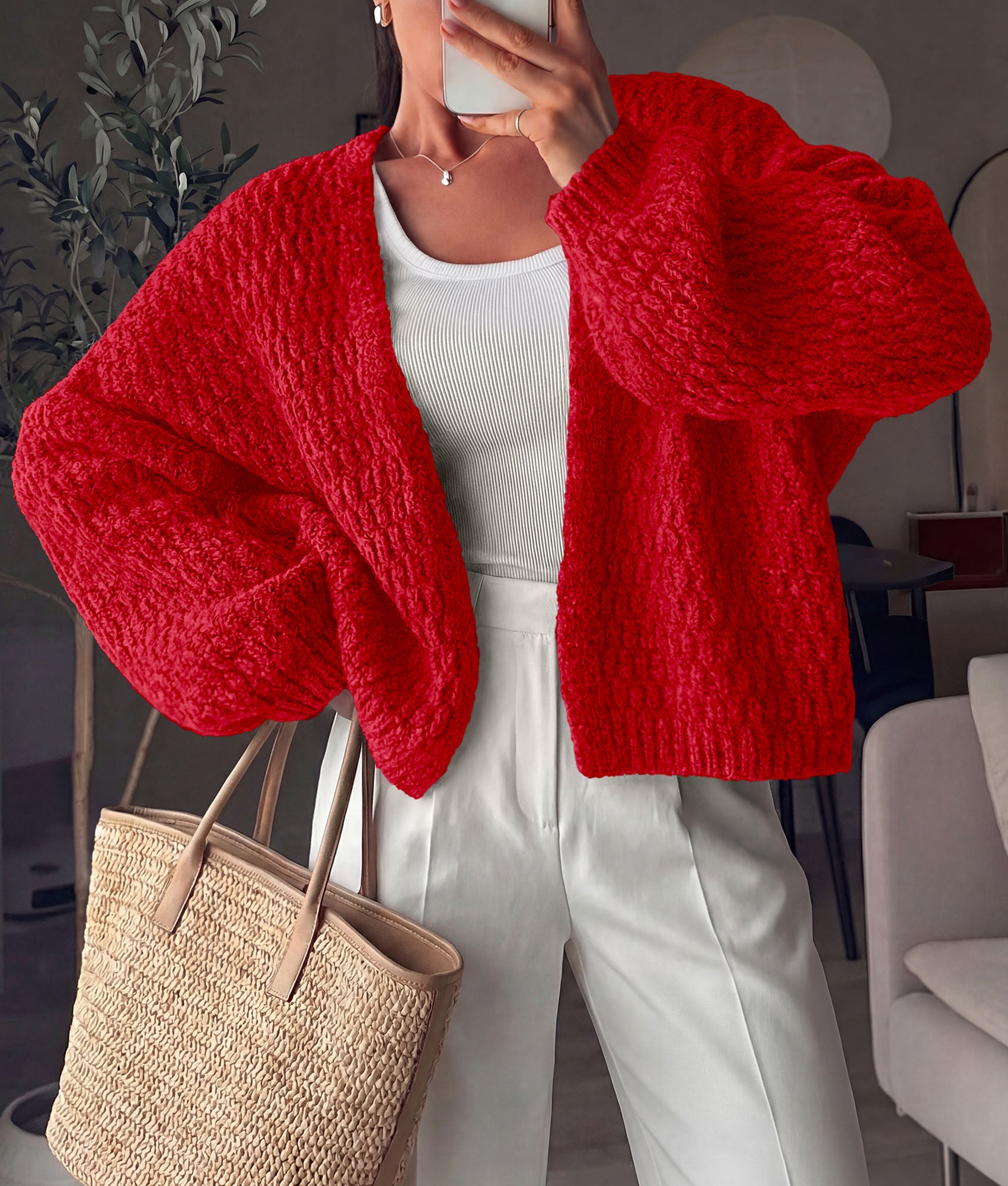 PRETTYGARDEN Women's Fall Cardigan Open Front Chunky Sweaters | Cozy Stretchy Knitwear, Long Sleeve Drop Shoulder, Loose Fit Crochet Jacket, Trendy Holiday Outfits, Warm Winter Clothing