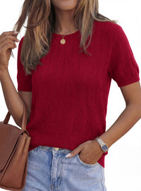 PRETTYGARDEN Women's 2026 Spring Short Sleeve Sweater Knit Going Out Tops Work Shirts Trendy Summer Business Casual Outfits