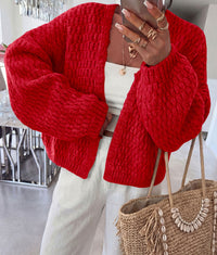 PRETTYGARDEN Women's Fall Cardigan Open Front Chunky Sweaters | Cozy Stretchy Knitwear, Long Sleeve Drop Shoulder, Loose Fit Crochet Jacket, Trendy Holiday Outfits, Warm Winter Clothing