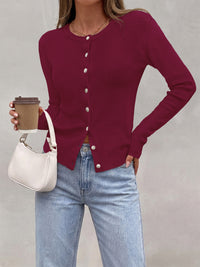 PRETTYGARDEN Fall Fitted Cardigan Sweaters for Women Button Down  | Basic Crewneck Long Sleeve Sweater Tops, Ribbed Trim, Slim Fit, Open Front, Daily Wear, Work, Date, Travel, Fashion Clothing