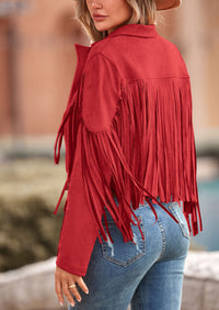PRETTYGARDEN Women's Fringe Faux Suede Leather Jackets Fashion Tassel Motorcycle Cropped Coats