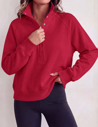 PRETTYGARDEN Women's Fall Trendy Oversized Sweatshirts | Comfy Ribbed Fabric, Raglan Long Sleeve Collared; Button Up Henley Pullover Blouse, Casual Workout Tops, Y2K Fashion Clothing