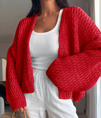 PRETTYGARDEN Women's Fall Cardigan Open Front Chunky Sweaters | Cozy Stretchy Knitwear, Long Sleeve Drop Shoulder, Loose Fit Crochet Jacket, Trendy Holiday Outfits, Warm Winter Clothing