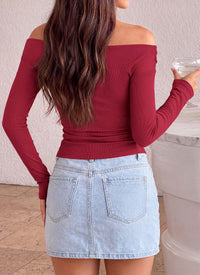 PRETTYGARDEN Womens Tops Off The Shoulder Long Sleeve Shirts