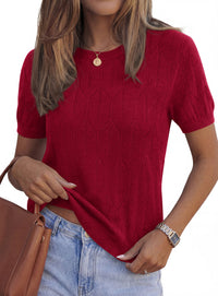 PRETTYGARDEN Women's 2026 Spring Short Sleeve Sweater Knit Going Out Tops Work Shirts Trendy Summer Business Casual Outfits