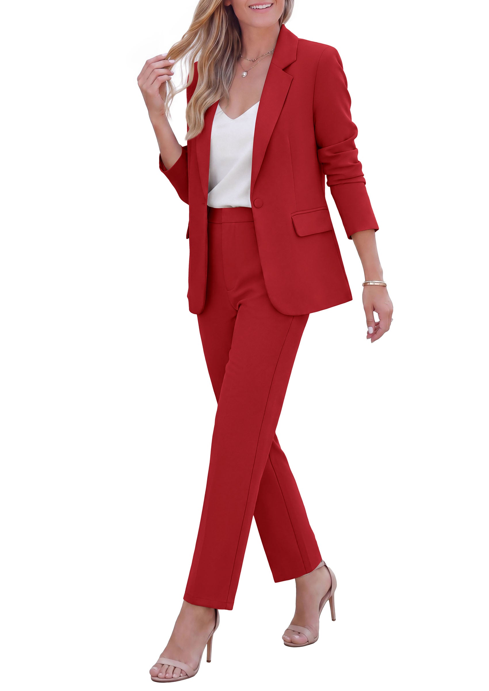 PRETTYGARDEN Two Piece Sets for Women Dressy Pant Suits | Lapel Blazer,Straight Leg Dress Pants,Professional Interview Suit Set,Business Casual Outfits,Office Work Clothes,Fall Winter