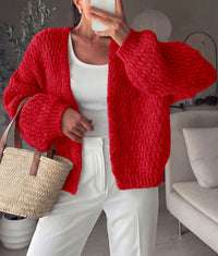PRETTYGARDEN Women's Fall Cardigan Open Front Chunky Sweaters | Cozy Stretchy Knitwear, Long Sleeve Drop Shoulder, Loose Fit Crochet Jacket, Trendy Holiday Outfits, Warm Winter Clothing