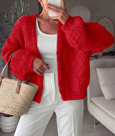 PRETTYGARDEN Women's Fall Cardigan Open Front Chunky Sweaters | Cozy Stretchy Knitwear, Long Sleeve Drop Shoulder, Loose Fit Crochet Jacket, Trendy Holiday Outfits, Warm Winter Clothing