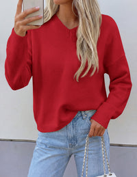 PRETTYGARDEN Women's Fall Fashion V Neck Cozy Sweaters | Soft Stretchy Warm, Chunky Knit Pullover, Loose Fit Long Sleeve Tops, Dressy Casual Blouses,Trendy Holiday Winter Outfits