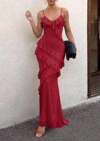 PRETTYGARDEN Women 2026 Wedding Guest Cocktail Maxi Dress Spaghetti Strap Sleeveless V Neck Bodycon Mesh Party Summer Outfits