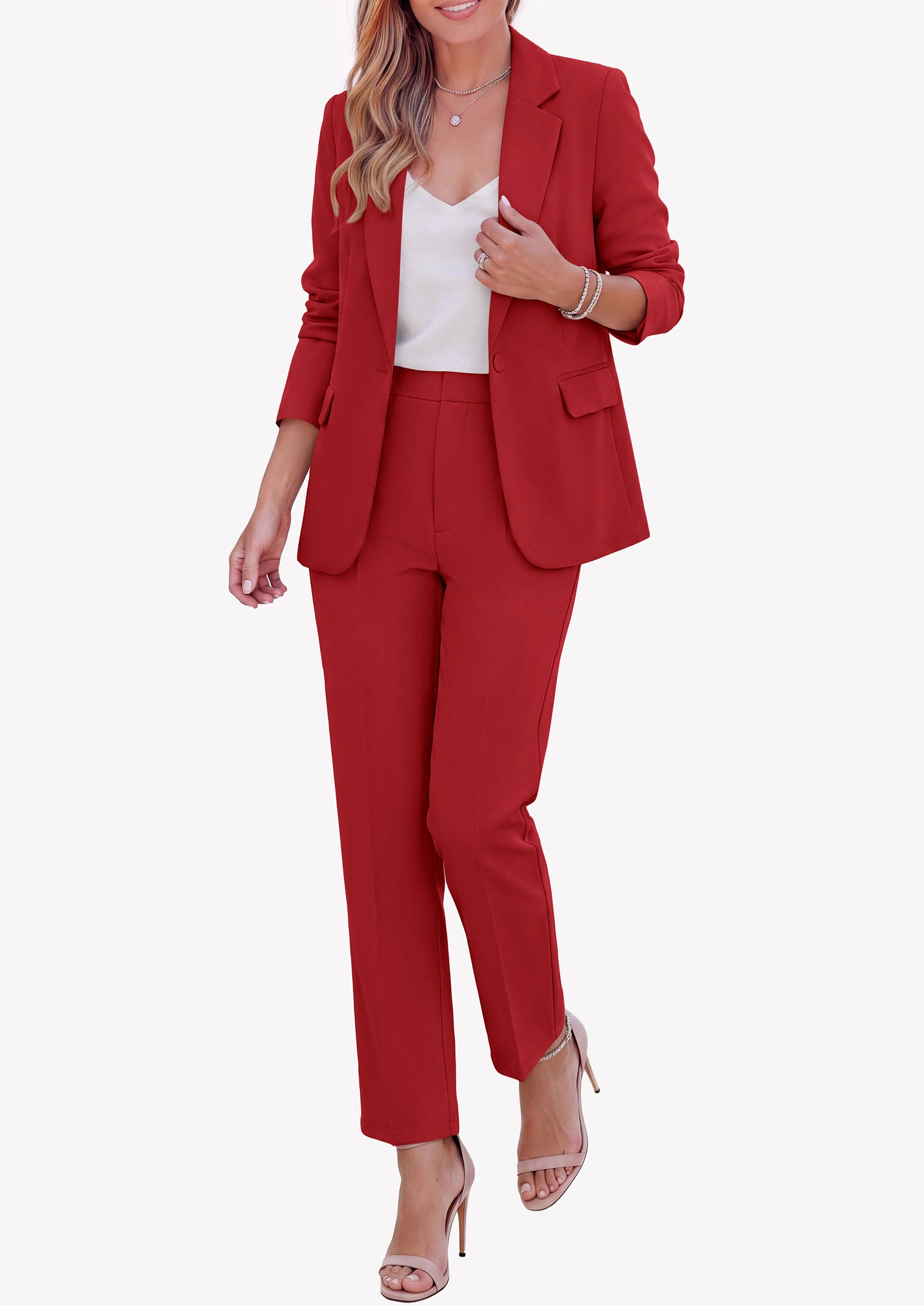 PRETTYGARDEN Two Piece Sets for Women Dressy Pant Suits | Lapel Blazer,Straight Leg Dress Pants,Professional Interview Suit Set,Business Casual Outfits,Office Work Clothes,Fall Winter